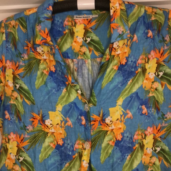 Roller Rabbit Linen Blend Tropical Shirt Size L - Picture 3 of 7